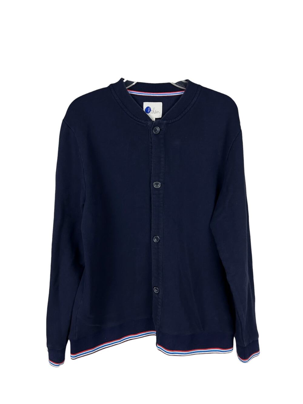 Boden Women's Navy Blue Long Sleeve Button Front Cotton Blend Bomber Jacket XL